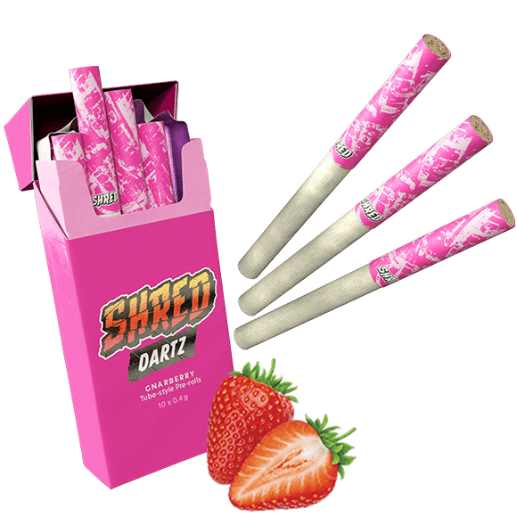 A pink box of Shred Gnarberry Dartz.