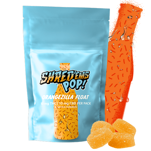 A blue bag of Shred'ems Orangezilla Float.