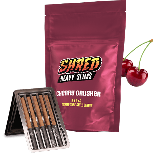 A red bag of Shred Heavy Slims.