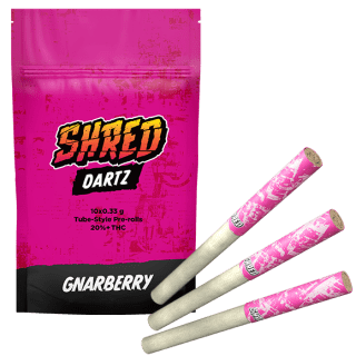 A pink bag of Shred Gnarberry Dartz.