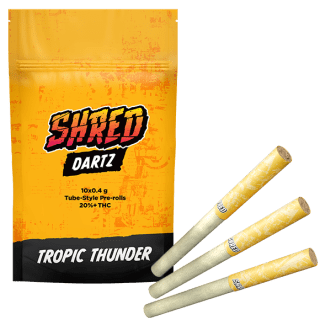 A yellow bag of Shred Tropic Thunder Dartz.