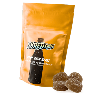 An orange bag of Root Beer Blast Shred'ems.