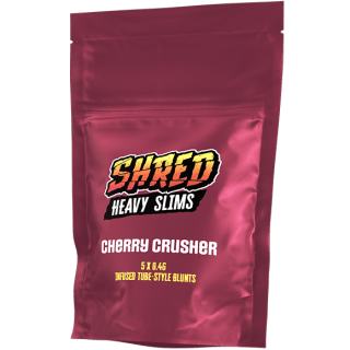 A red bag of Shred Heavy Slims.