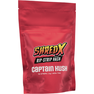 A red bag of Captain Kush rip-strips.